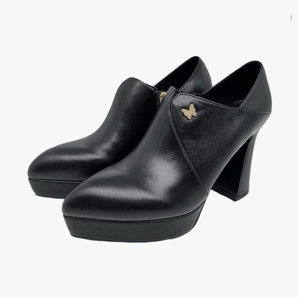 NWT-WUOR WU-WOMENS BLACK PLATFORM BOOTIES-SIZE 8